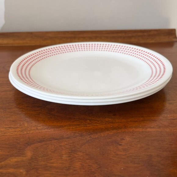 3 Corelle Bayside Dots Salad Plates Red 8.5" Corning USA Break-Resistant Retired - Picture 3 of 6